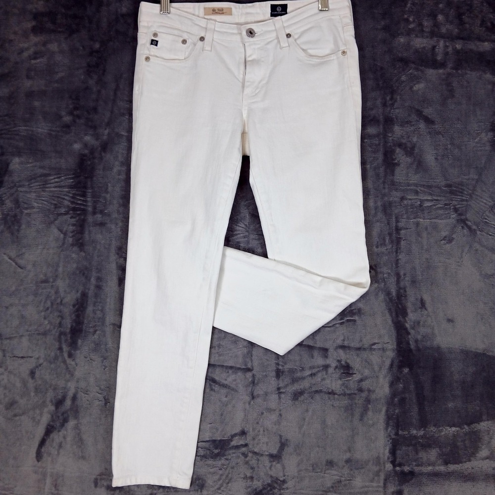 AG Adriano Goldschmied Jeans Womens 27R White The‎ Stilt Skinny Mid Rise Denim